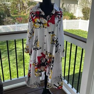 Vintage Button Up Hi-Lo Swing Dress
